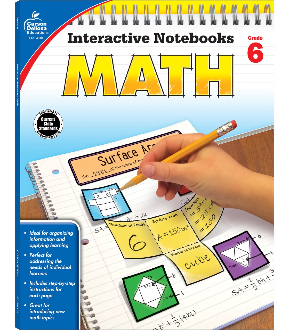 Carson Dellosa 6th Grade Math Interactive Notebooks, Reproducible Workbook Covering Ratio, Inequalities, Mathematics Equations, and More, Middle School Books for Test Prep and Classroom Organization